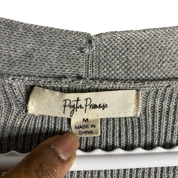 Peyton Primrose Women's Gray Ribbed Open Front Cardigan - Picture 5 of 6